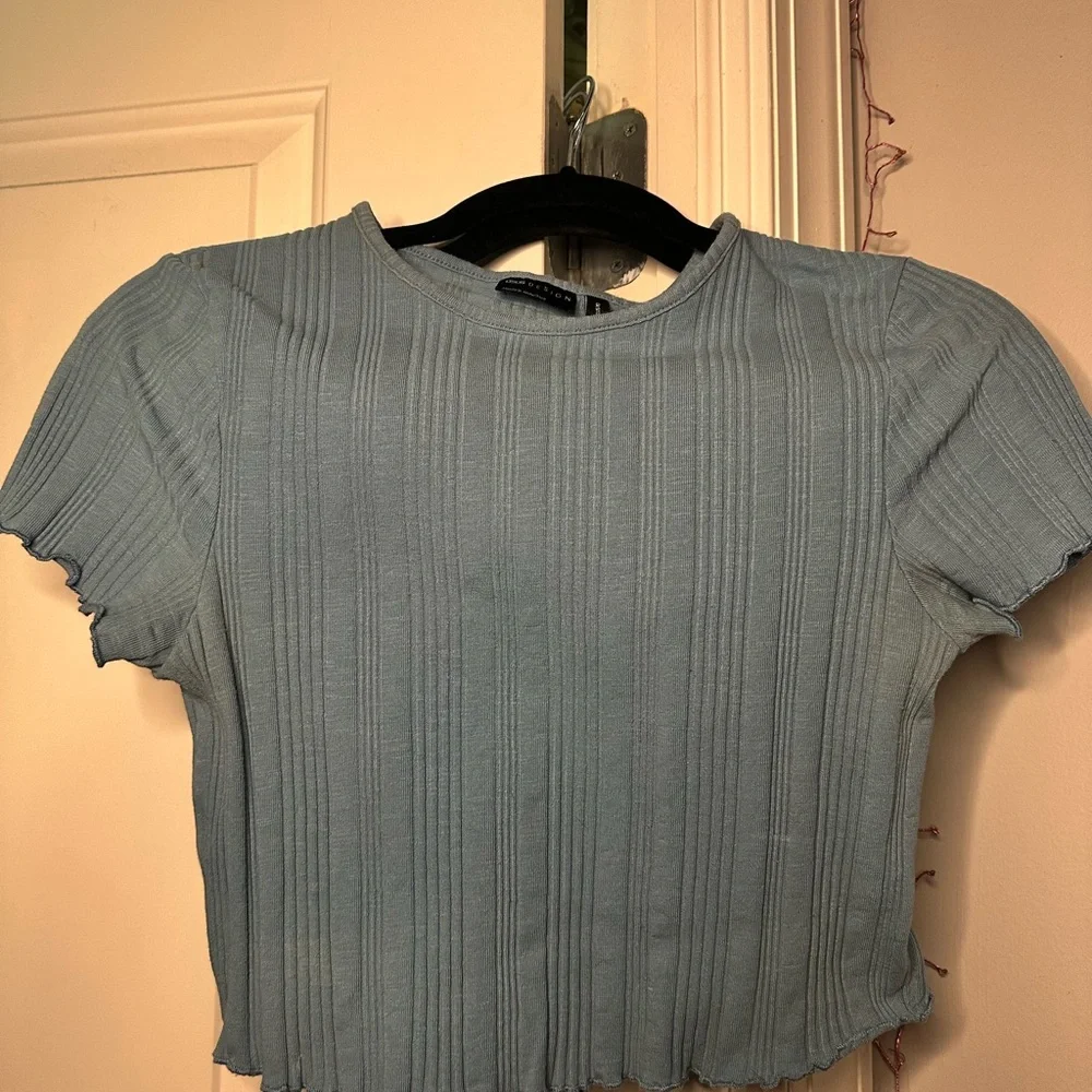 ASOS Sky Blue Ribbed Tee - Picture 2 of 2